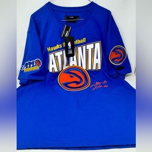 Pro standard men’s SZ XL Atlanta Hawks Blue Basketball Tee heavy embroidery NWT